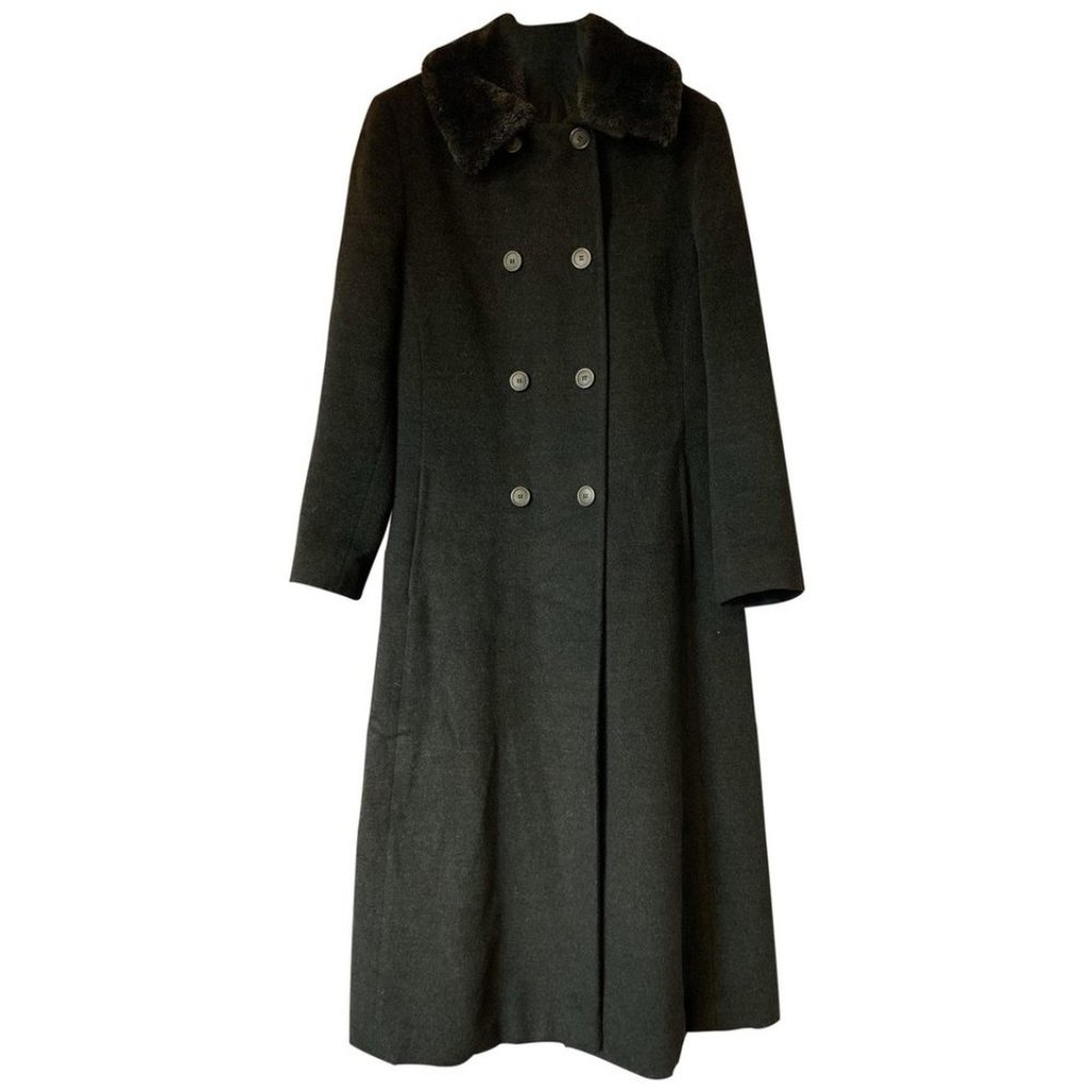 Quattro Grey Double Breasted Dark Wool M Coat